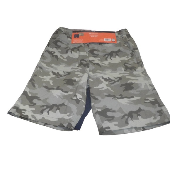 Boys 2-Pack Size SM 4/5 Woven Shorts, Camo Green & Blue w/ Elastic Waist - Picture 5 of 6